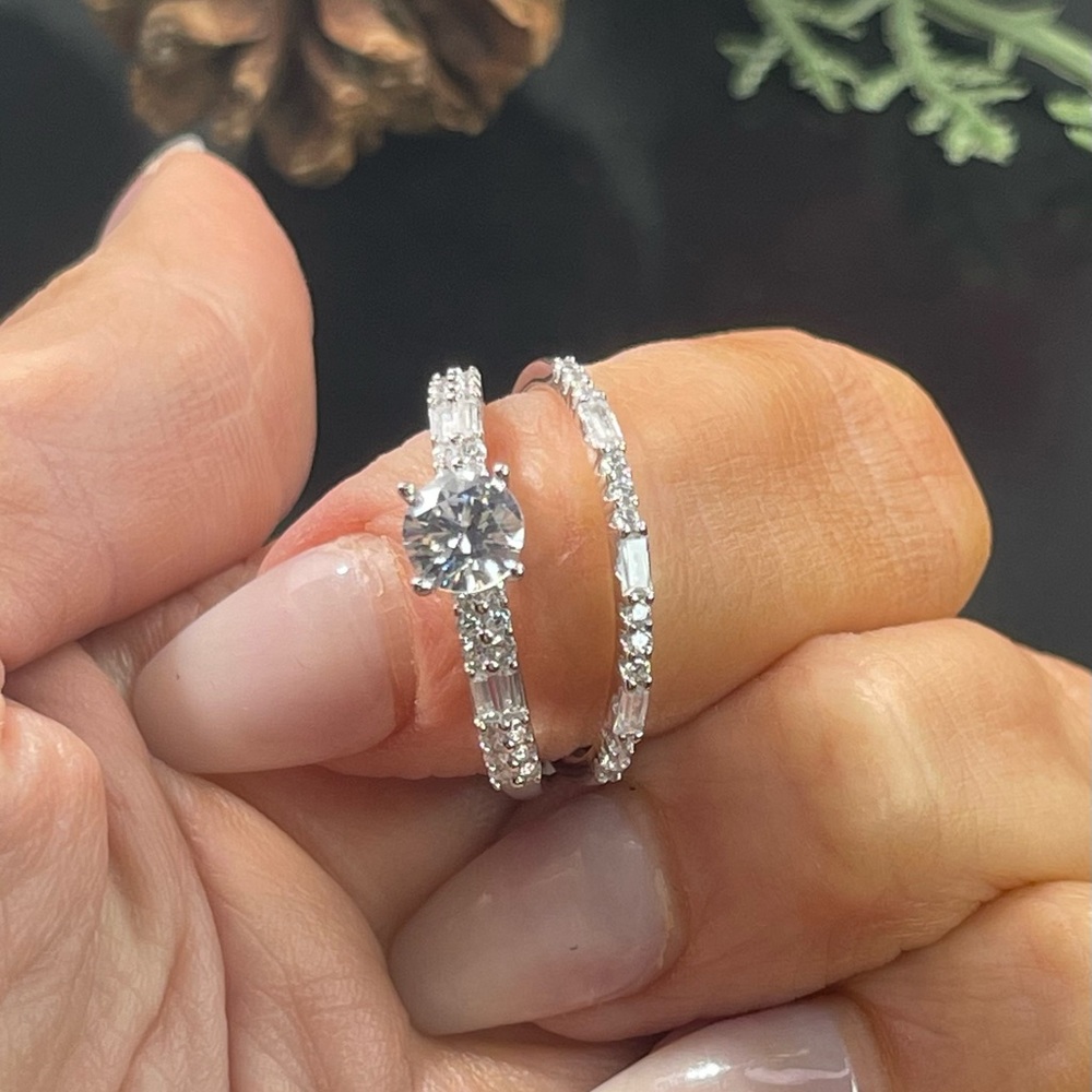 Size 9 Sterling Silver Wedding Stack Set Engageme… - image 7